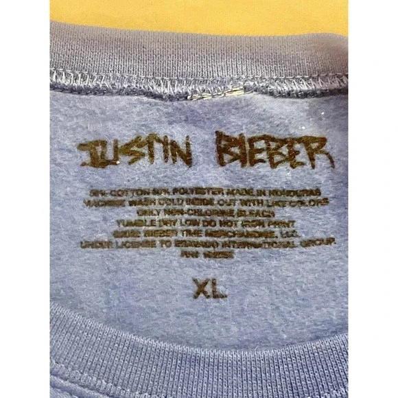 Justin Bieber Sweatshirt Sz XL Spicy X NYCBlue Crewneck Screenprinted Graphic